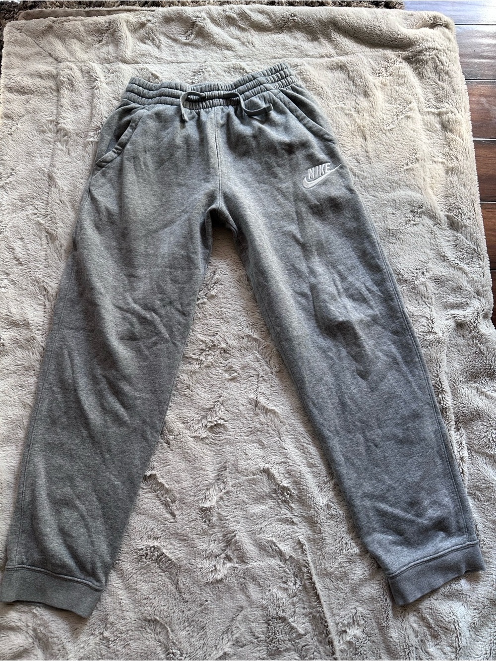 Nike Kids Grey Fleece Joggers with White Logo
